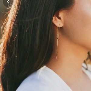 Mejuri gold threader earrings